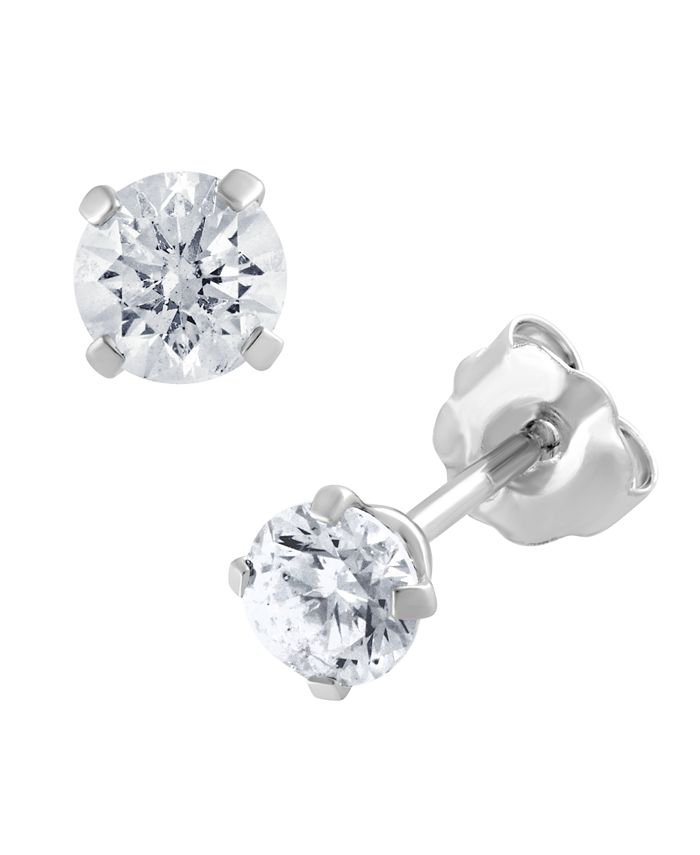 Macy's Diamond Stud Earrings (3/8 ct. t.w.) in 10K White Gold or 10k ...
