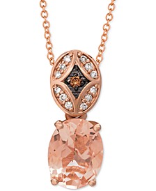 Peach Morganite (1-1/3 ct. t.w.) & Diamond (1/20 ct. t.w.) 18" Pendant Necklace in 14k Rose Gold