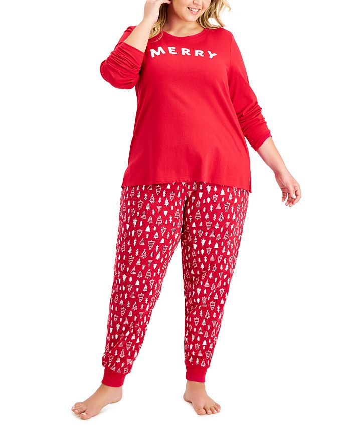 Family Pajamas Matching Women's Plus Merry Family Pajama Set