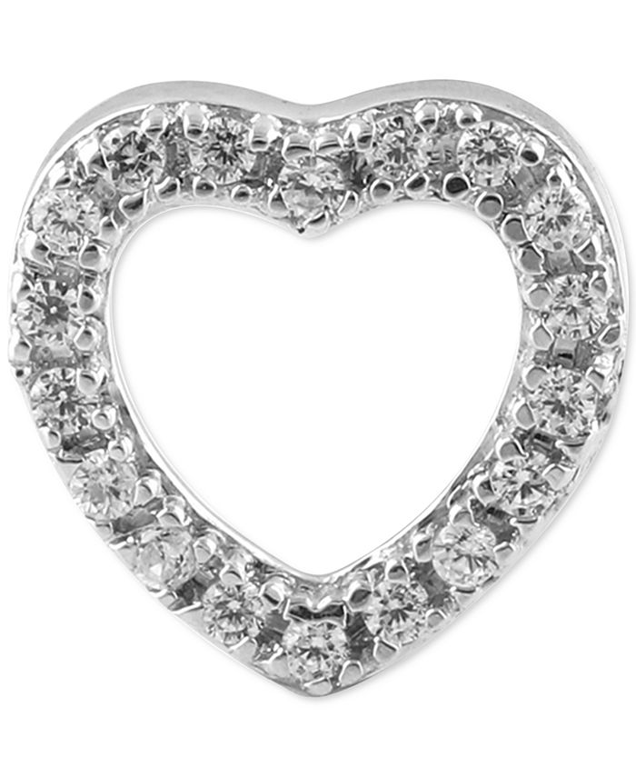 Macy's Diamond Heart Single Stud Earring (1/20 ct. t.w.) in 14k White ...
