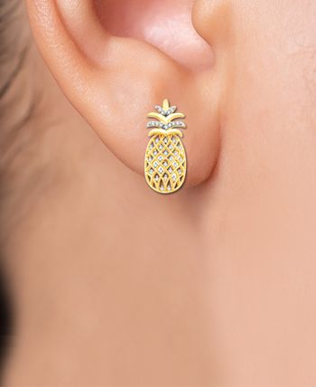 Macy's - Diamond Pineapple Single Stud Earring (1/20 ct. t.w.) in 14k Gold