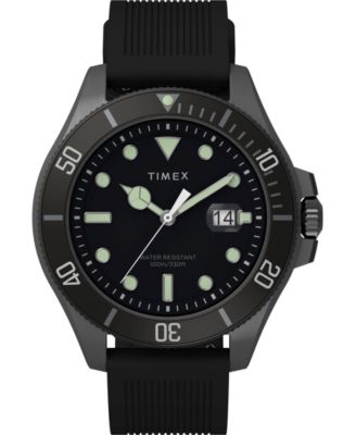 Timex Men's Harborside Coast Black Silicone Strap Watch 43mm - Macy's