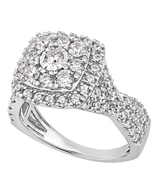 Diamond Cushion Double Halo Cluster Engagement Ring (1-5/8 ct. t.w.) in 14k White Gold