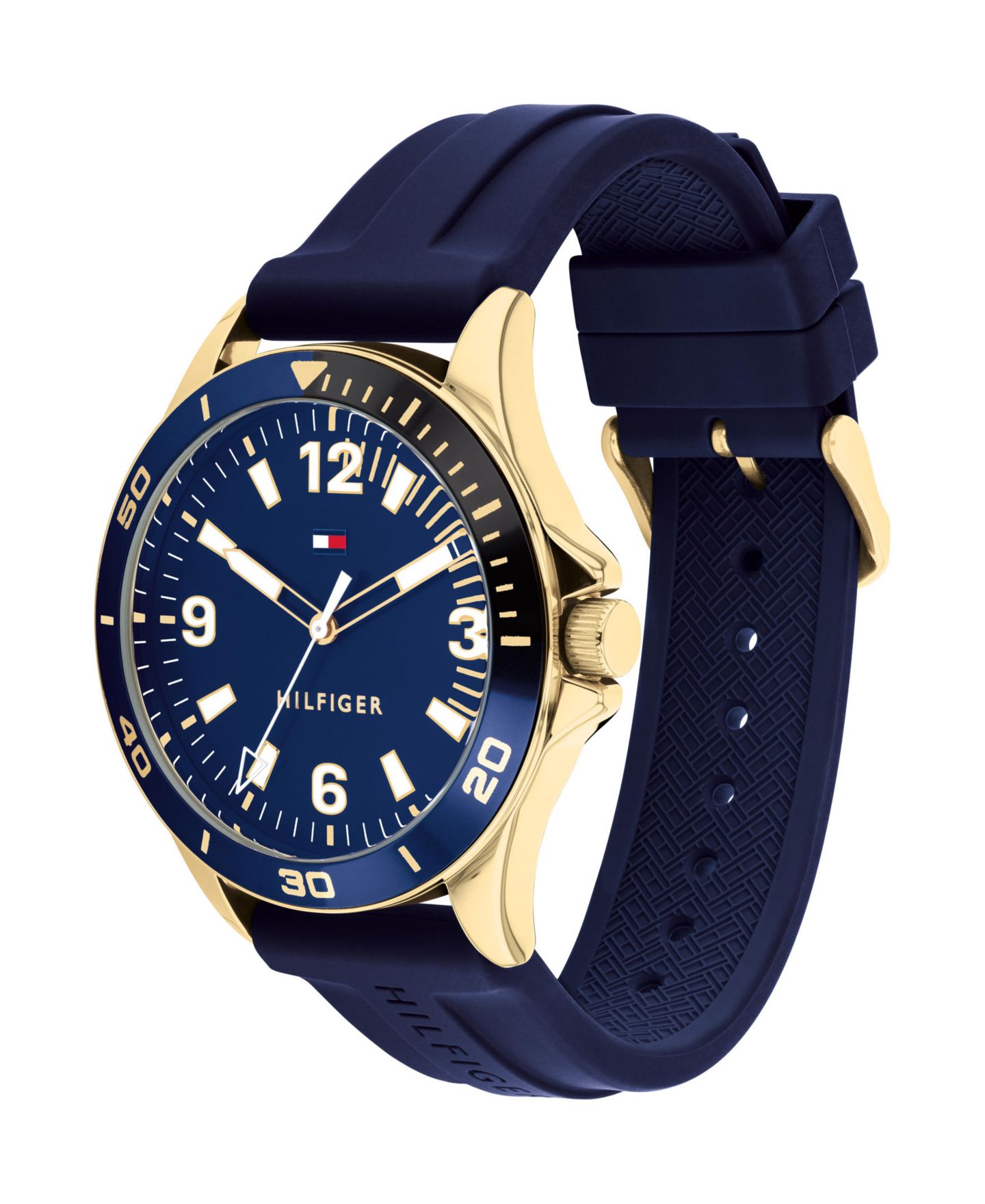 Мужские часы Tommy Hilfiger Blue Silicone Strap Watch 44mm — фото 3