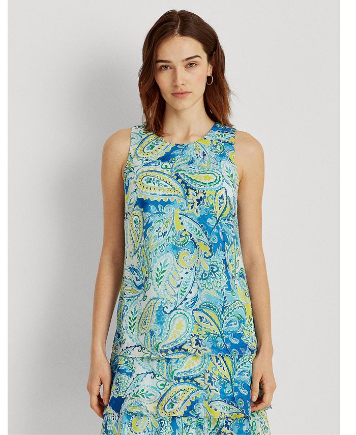 ralph lauren blue paisley dress