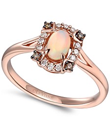 Neopolitan Opal (1/5 ct. t.w.) & Diamond (1/8 ct. t.w.) Halo Ring in 14k Rose Gold