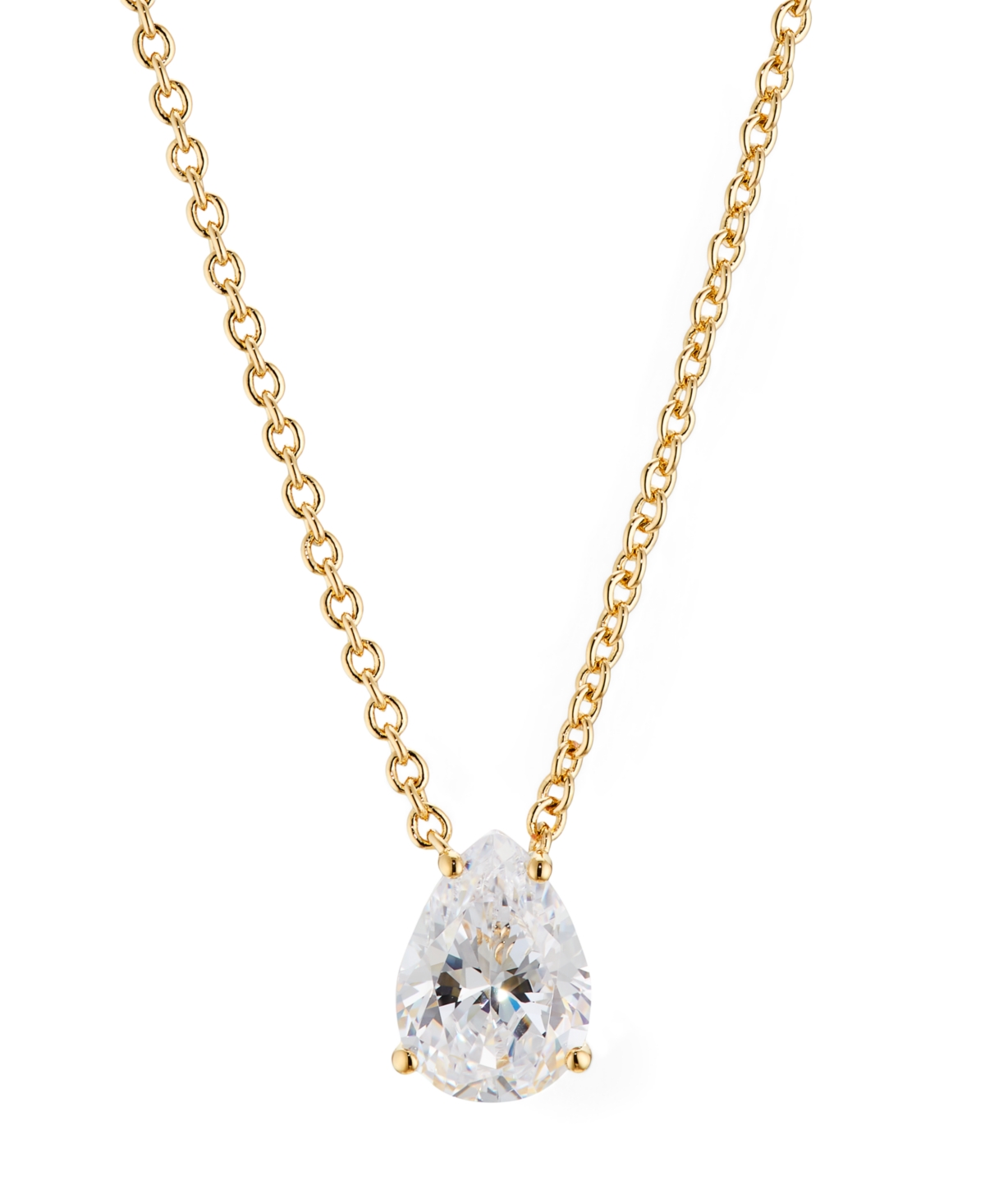 Pear Cubic Zirconia Necklace, 16" + 2" extender, Created for Macy's - Gold
