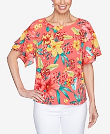 Misses Woven Tropical Top