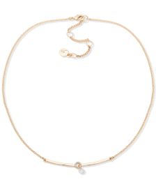 Gold-Tone Pavé Circle & Crystal Charm Bar Pendant Necklace, 16" + 3" extender