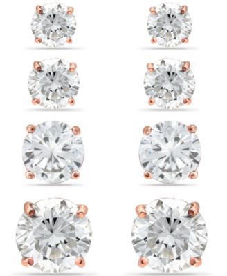 Cubic Zirconia Stud Set in 18k Gold over Sterling Silver