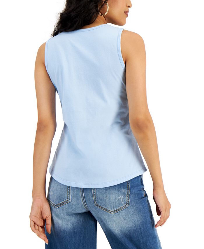 INC International Concepts Cotton KnottedStrap Tank Top, Created for