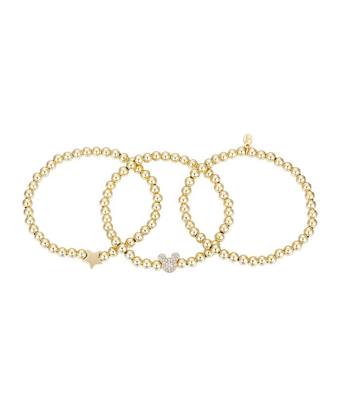 Disney Gold Flash Plated Mickey Mouse Bead Bracelet Trio Macy s
