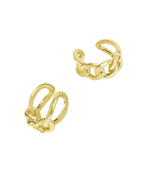 Shop Sterling Forever Women's Figaro 14k Gold Plated Chain Ear Cuff Earrings In Gold-tone