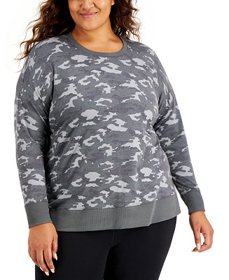 ID Ideology Plus Size Camo-Print Sweatshirt, Created for Macy's - Macy's