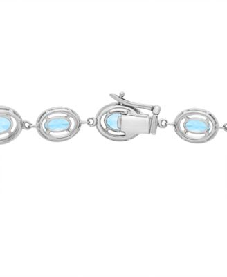 Blue Topaz (7-3/8 ct. t.w.) & Diamond (1/10 ct. t.w.) Link Bracelet in Sterling Silver