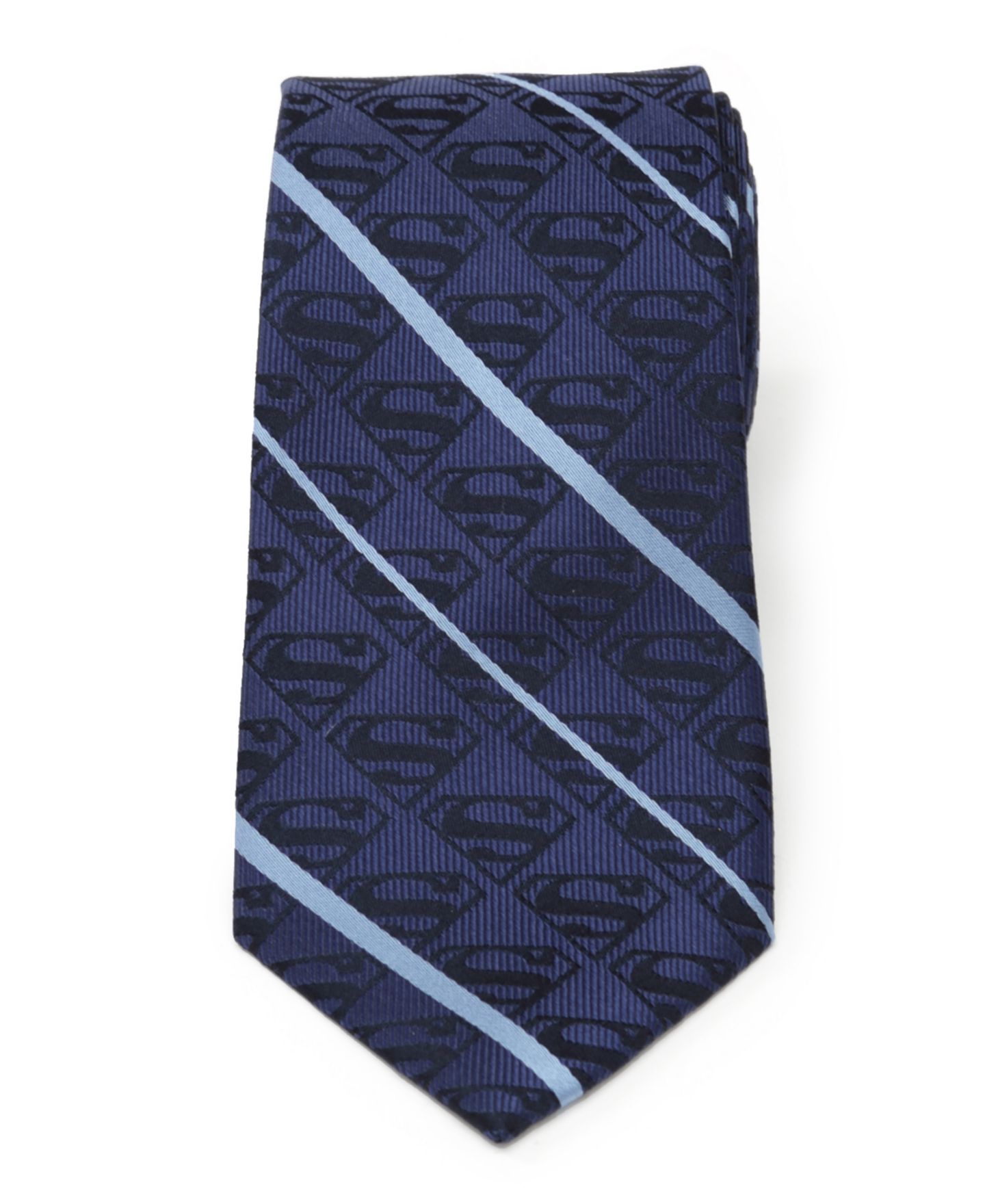 Мужские галстуки DC Comics Superman Stripe Pattern Silk Tie, цвет: Синий — фото 2