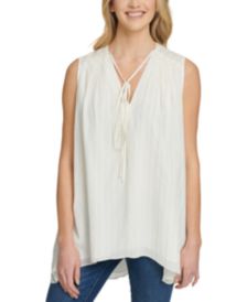 Tie Front Metallic Thread Tank Top