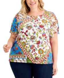 Plus Size Mixed-Print Top 