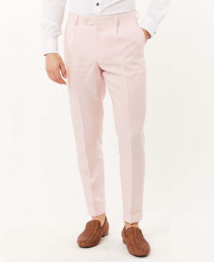 Tallia Men's Delave Linen Slim Fit Cropped Pant - Macy's