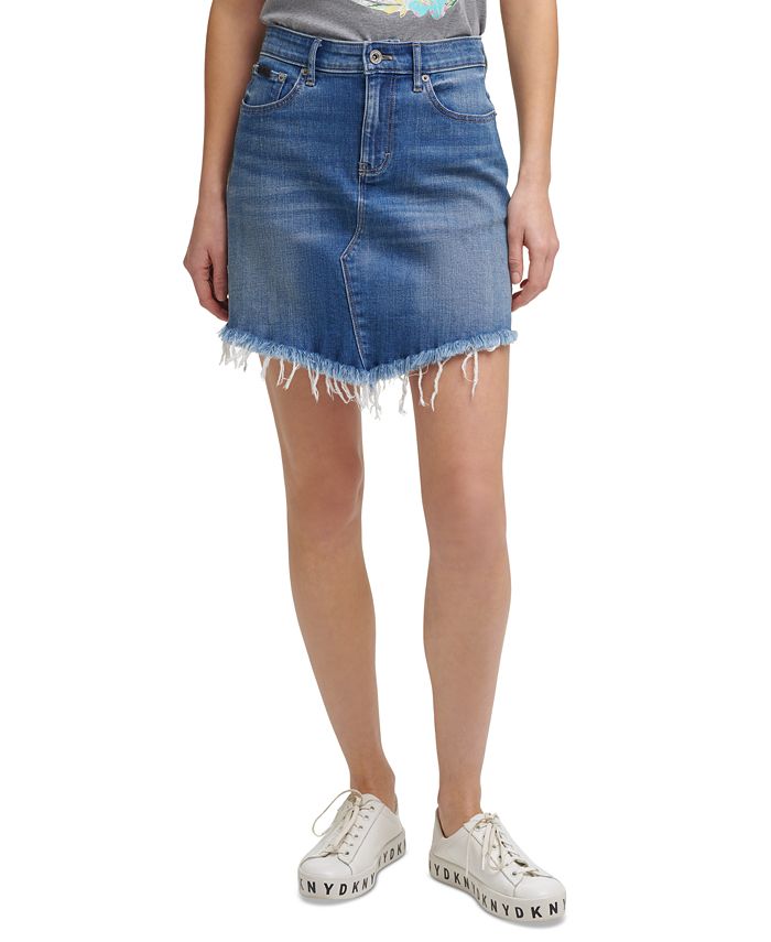 DKNY Jeans Raw Hem Denim Skirt - Macy's