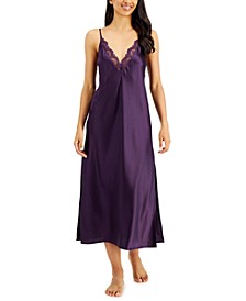 Lace-Trim Long Satin Chemise Nightgown, Created for Macy's