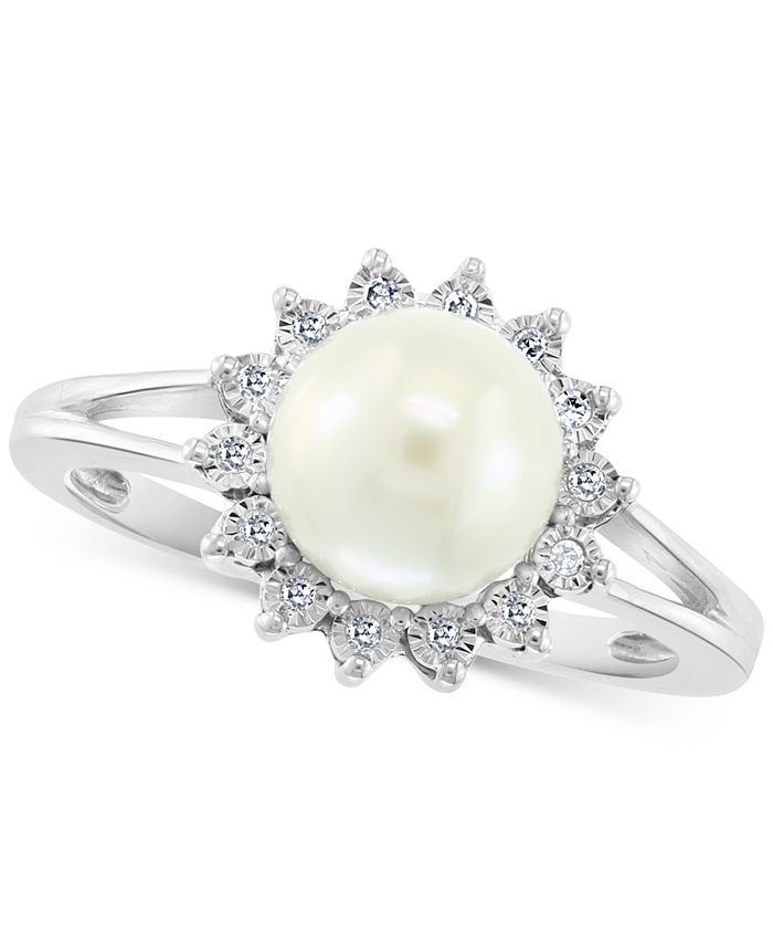 EFFY Collection EFFY® Cultured Freshwater Pearl (7mm) & Diamond (1/20 ...