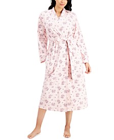 Cotton Long Floral-Print Wrap Robe, Created for Macy's