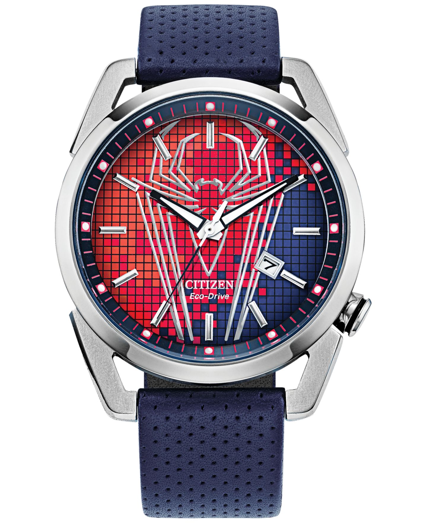 Мужские часы Citizen Spider-Man Blue Leather Strap Watch 42mm — фото 1