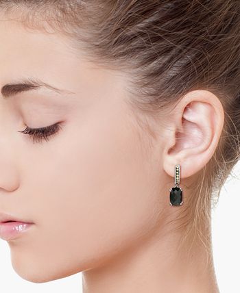 EFFY Collection - Onyx Dangle Hoop Drop Earrings in Sterling Silver & 18k Gold