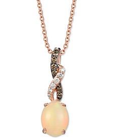 Neopolitan Opal (1 ct. t.w.) & Diamond (1/6 ct. t.w.) 18" Pendant Necklace in 14k Rose Gold