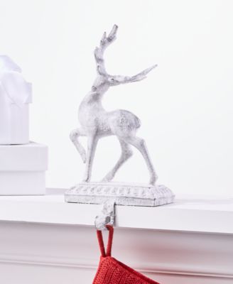 Holiday Lane - Cozy Christmas White Glitter Deer Stocking Holder