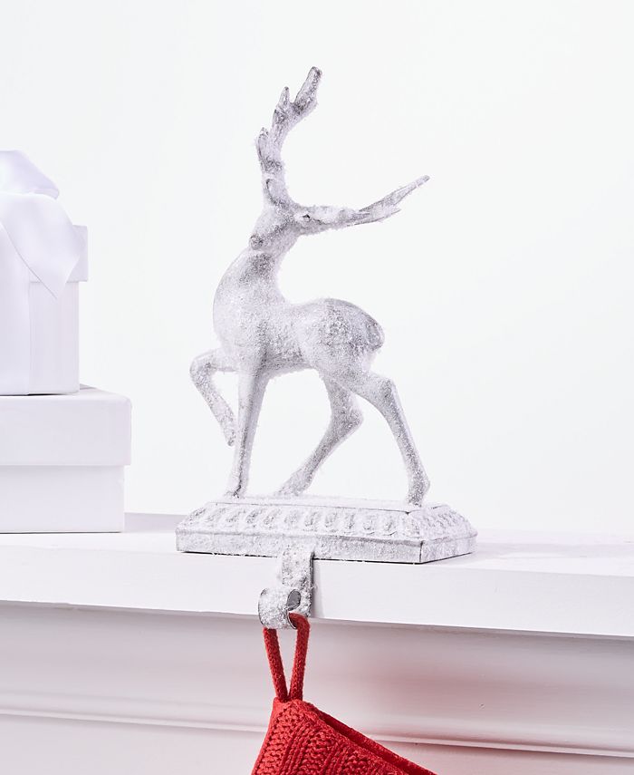 Holiday Lane Cozy Christmas White Glitter Deer Stocking Holder, Created