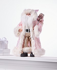 Shimmer and Light Fabric Santa in Pink with Gift Bag, Created for Macy's