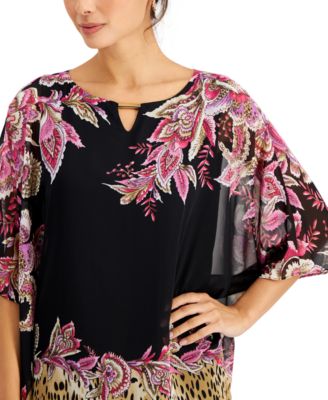 JM Collection Printed Poncho Top, Created For Macy's - Macy's