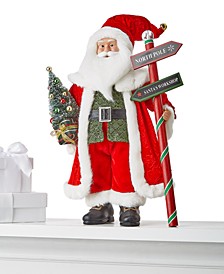 18"H Fabric Standing Santa Holding Tree and North Pole Sign, Created for Macy's