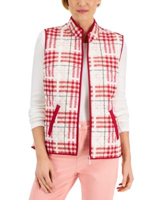 Petite Plaid Puffer Vest, Created for Macy's
