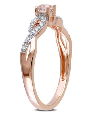 Morganite (1/6 ct. t.w.) and Diamond (1/10 ct. t.w.) Rose Gold Plated Silver, Infinity Ring
