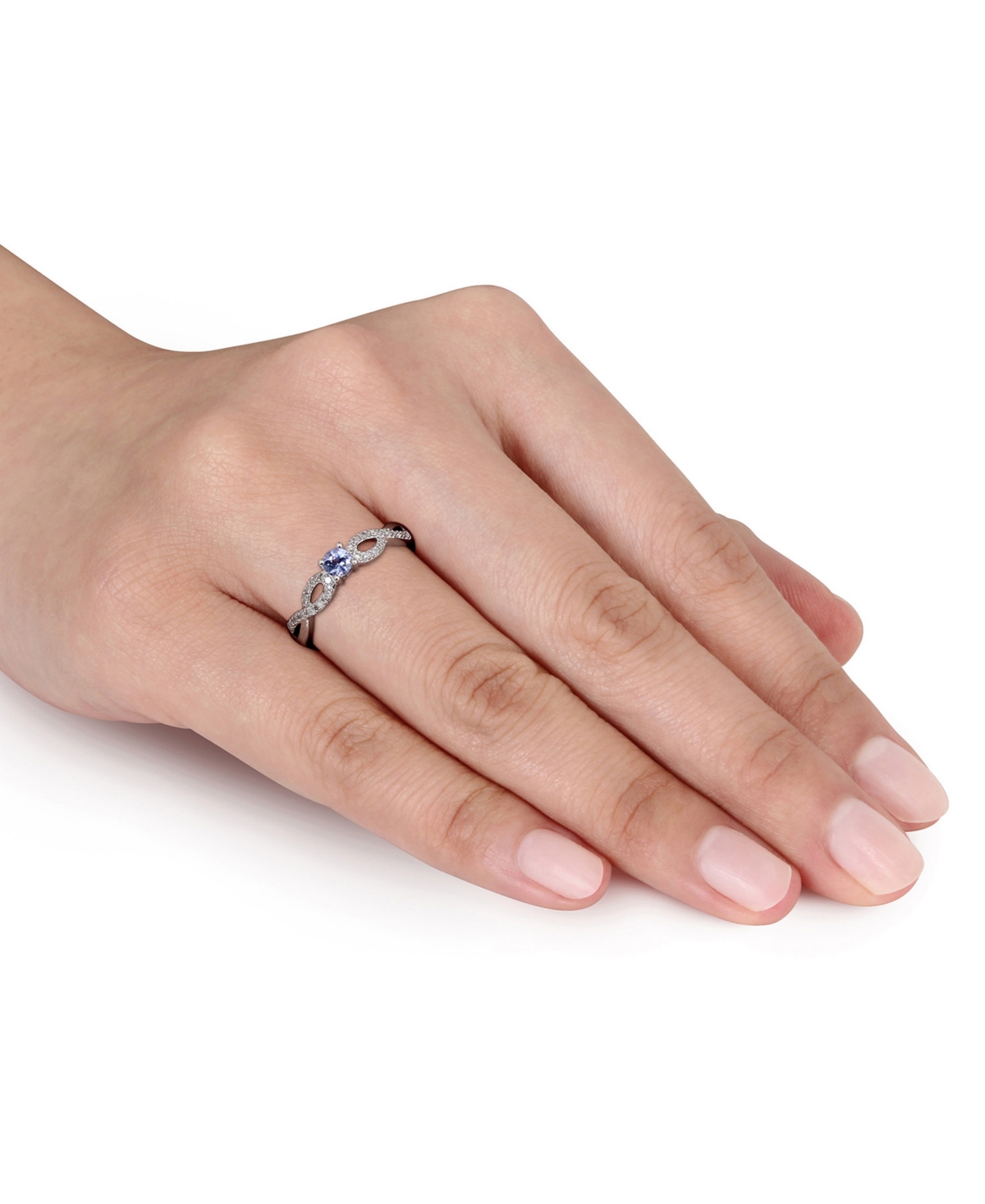 Tanzanite (1/6 ct. t.w.) and Diamond (1/10 ct. t.w.) Sterling Silver, Infinity Ring