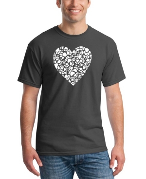 Men's Paw Prints Heart Word Art T-shirt