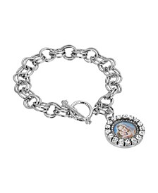 Silver-Tone Toggle Mary and Child Charm Bracelet
