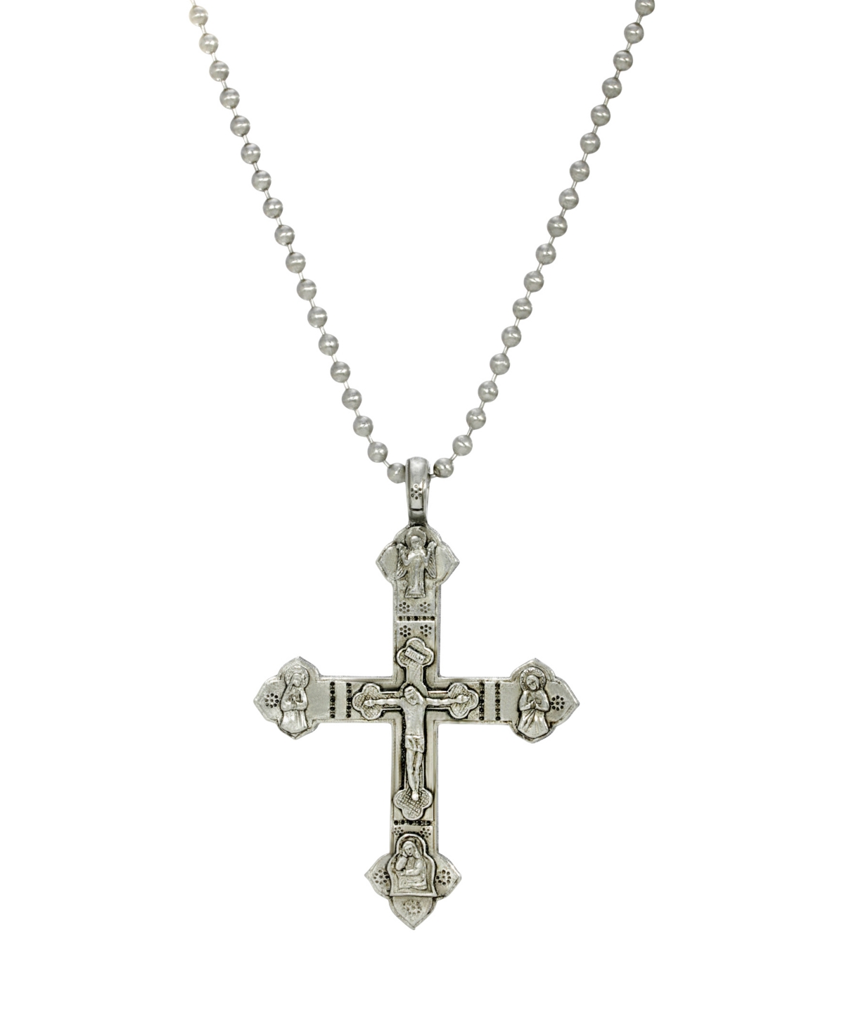 Men's Pewter Large Crucifix Necklace - Silver-Tone