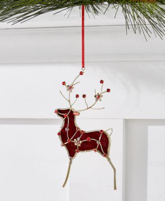 Holiday Lane - Renaissance Burgundy Velvet Reindeer Ornament