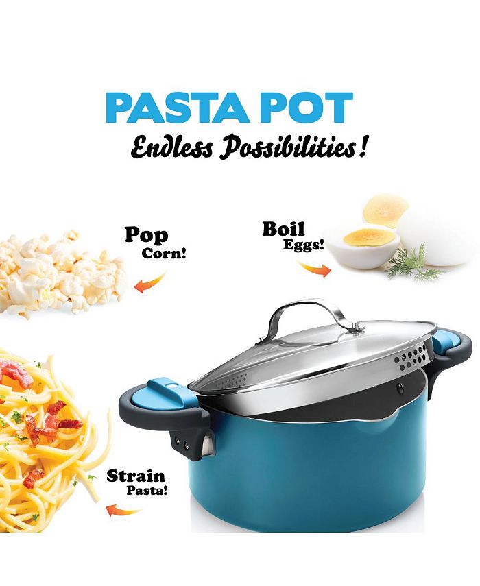 Gotham Steel Nonstick TiCeramic 5Qt. Pasta Pot with Strainer Lid, Aqua Blue Macy's