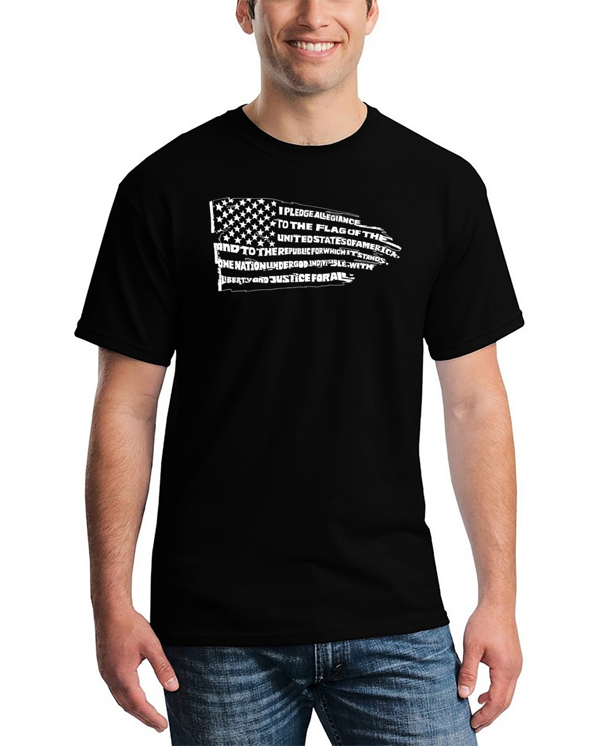 Men's Pledge of Allegiance Flag Word Art T-shirt - Gray