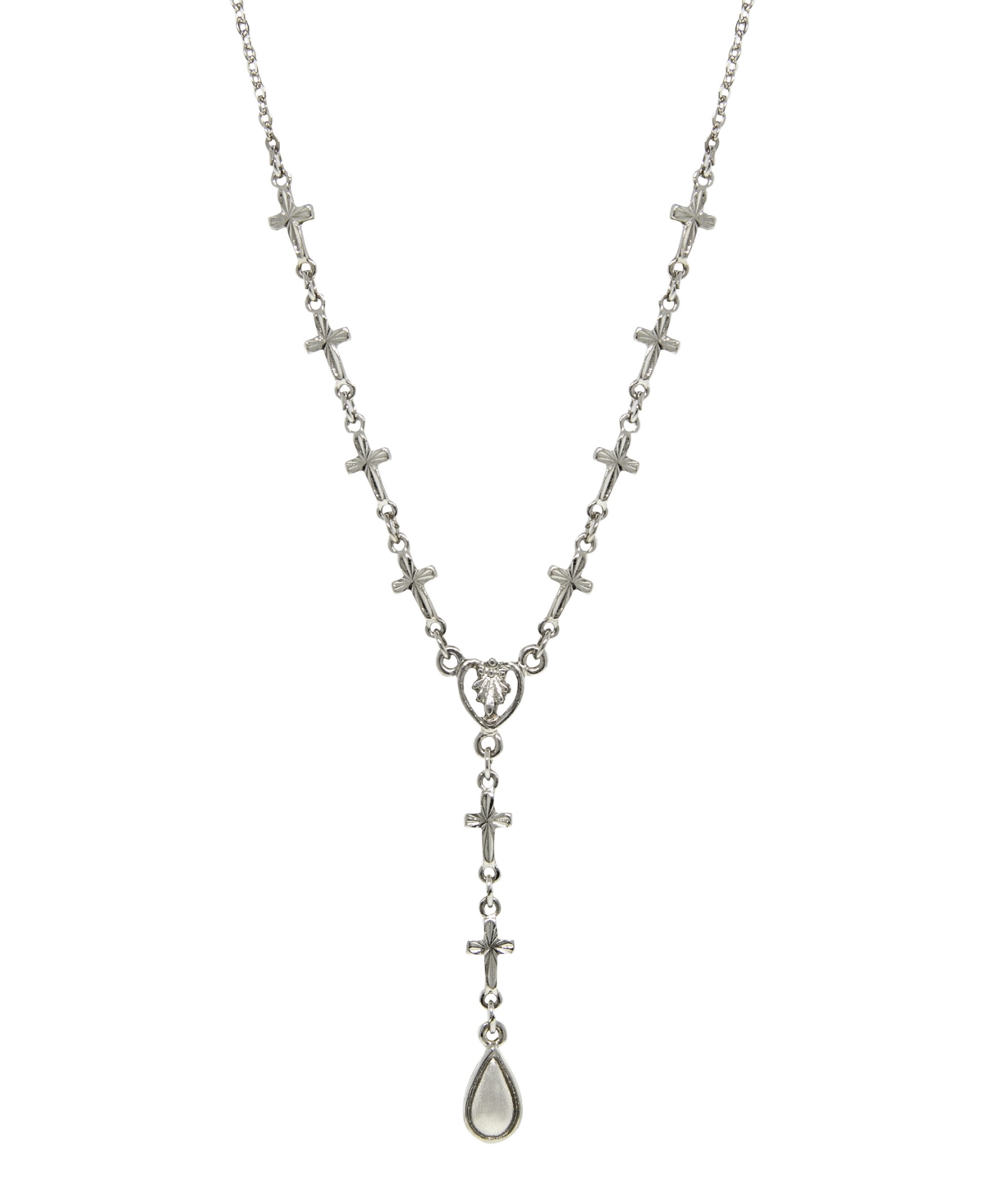 Silver-Tone Cross Chain Y-Necklace - Gray
