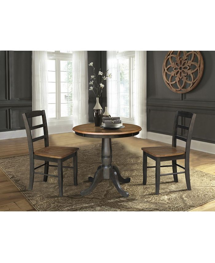 International Concepts 30" Round Pedestal Dining Table with 2 Madrid