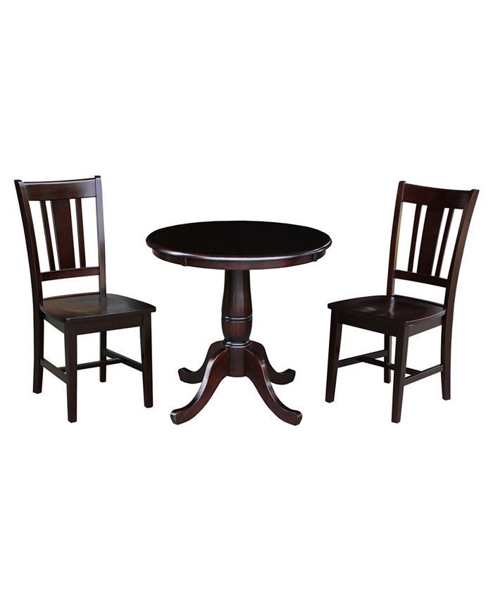 International Concepts 30" Round Top Pedestal Dining Table with 2 Remo