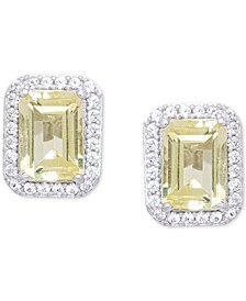 Canary Quartz (2-1/5 ct. t.w.) & Lab-Created White Sapphire (1/4 ct. t.w.) Halo Stud Earrings in Sterling Silver