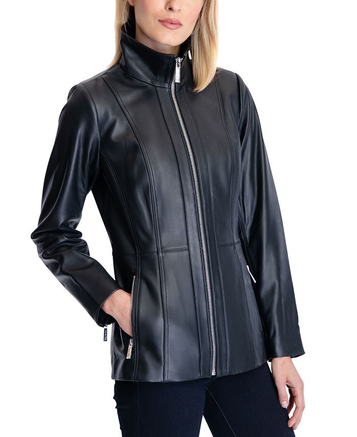 Michael kors petite leather jacket deals