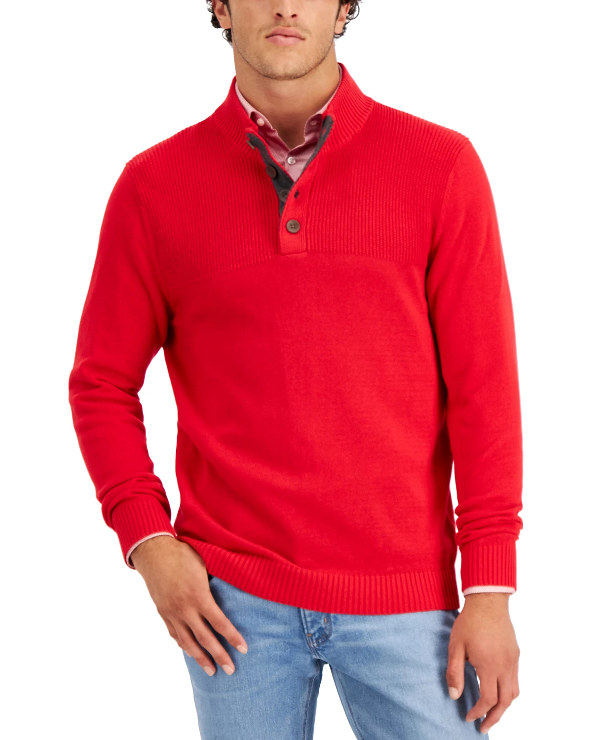 Men’s Ribbed Four-Button Sweater $19.99